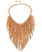 Guess Gold-tone Imitation Pearl Fringe Statement Necklace