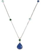 Lucky Brand Necklace, Silver-tone Reconstituted Lapis Pendant