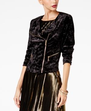 Thalia Sodi Crushed Velvet Moto Jacket, Created For Macy's