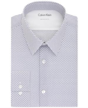Calvin Klein Men's X Extra-slim Fit Stretch Purple Foulard Dress Shirt