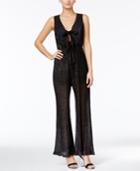 Trixxi Juniors' Pleated Glitter Jumpsuit