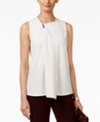 Alfani Petite Zipper-detail Drape-front Top, Only At Macy's