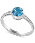 Effy Ocean Bleu Blue Topaz (9/10 Ct. T.w.) And Diamond Accent Ring In 14k White Gold