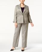 Le Suit Plus Size Two-button Herringbone Pantsuit