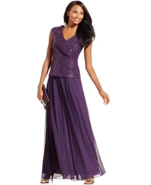 Patra Sequined Lace Formal Dress