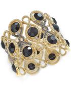 Inc International Concepts Gold-tone Jet Stone And Crystal Filigree Stretch Bracelet, Only At Macy's