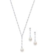 2-pc. Set Cultured Freshwater Pearl (7 X 9mm) Lariat Necklace & Drop Earrings In Sterling Silver