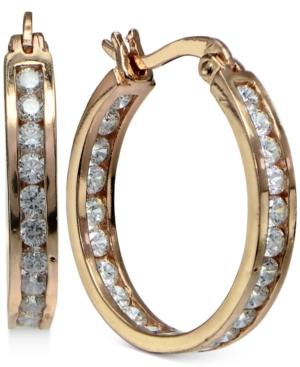 Giani Bernini Cubic Zirconia Channel-set Hoop Earrings In 18k Rose Gold-plated Sterling Silver, Only At Macy's