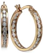 Giani Bernini Cubic Zirconia Channel-set Hoop Earrings In 18k Rose Gold-plated Sterling Silver, Only At Macy's