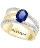 Final Call By Effy Sapphire (1-3/8 Ct. T.w.) & Diamond (1/3 Ct. T.w.) Crisscross Ring In 14k Gold & White Gold