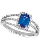 Le Vian Sapphire (1-1/10 Ct. T.w.) And Diamond (1/3 Ct. T.w.) Statement Ring In 14k White Gold