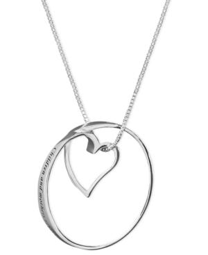 Inspirational Sterling Silver Necklace, Children And Mothers Never Part Pendant
