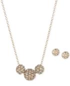 Anne Klein Gold-tone Crystal Fireball Pendant Necklace And Matching Stud Earrings