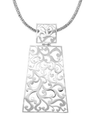 Bali Signature Carving Sterling Silver Pendant Necklace, 20 Length