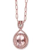 Blush By Effy Morganite (2-1/3 Ct. T.w.) And Diamond (3/8 Ct. T.w.) Pendant Necklace In 14k Rose Gold