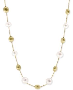 Pearl Lace By Effy Cultured Freshwater Pearl (7mm) Statement Necklace In 14k Gold-plated Sterling Silver