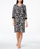 Charter Club Embroidered Paisley-print Caftan, Only At Macy's