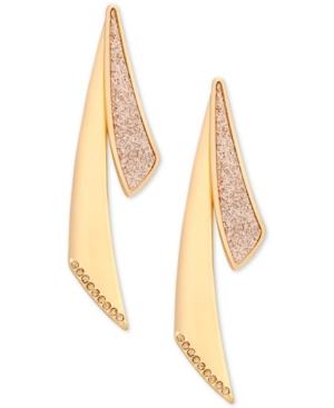 Guess Gold-tone Glittery Front And Back Earrings