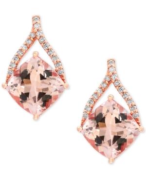 Effy Blush Morganite (2-2/3 Ct. T.w.) And Diamond (1/8 Ct. T.w.) Drop Earrings In 14k Rose Gold