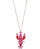 Betsey Johnson Rose Gold-tone Crystal And Stone Enhanced Lobster Long Length Pendant Necklace