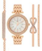 Inc International Concepts Women's Rose Gold-tone Bracelet Watch And Bracelets Set 34mm In002rg, Only At Macy's