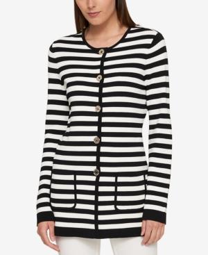 Tommy Hilfiger Striped Sweater Coat, Created For Macy's