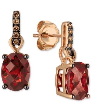 Le Vian Pomegranate Garnet (3 Ct. T.w.) & Diamond (1/10 Ct. T.w.) Drop Earrings In 14k Gold