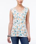 Style & Co Petite Pineapple-print Lace Top, Only At Macy's