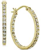 Giani Bernini Cubic Zirconia In & Out Oval Hoop Earrings In 18k Gold-plated Sterling Silver, Created For Macy's