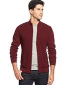 Alfani Red Textured Slim-fit Full-zip Cardigan