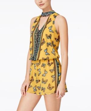 Bcx Juniors' Printed Surplice-back Romper