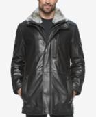 Marc New York Men's Middlebury Leather Coat With Fur Collar