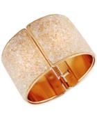 Say Yes To The Prom Gold-tone Crystal Glitter Hinged Bangle Bracelet