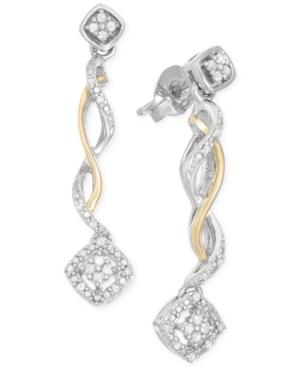 Diamond Twisted Linear Drop Earrings (1/10 Ct. T.w.) In 14k Gold And Sterling Silver