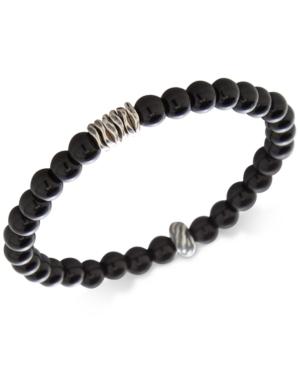 Degs & Sal Men's Onyx Stretch Bracelet In Sterling Silver, (also In Stabilized Turquoise)
