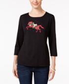 Karen Scott Petite Holiday Horse Graphic Top, Only At Macy's
