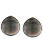 Anne Klein Silver-tone Mother-of-pearl Button Clip-on Earrings