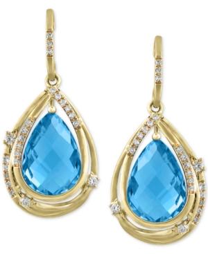Ocean Bleu By Effy Blue Topaz (9-1/10 Ct. T.w.) And Diamond (1/5 Ct. T.w.) Drop Earrings In 14k Gold