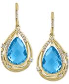 Ocean Bleu By Effy Blue Topaz (9-1/10 Ct. T.w.) And Diamond (1/5 Ct. T.w.) Drop Earrings In 14k Gold