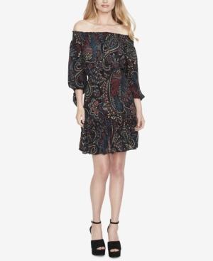 Jessica Simpson Juniors' Printed Tiered Off-the-shoulder Dress