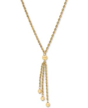 Rope & Bead 17 Lariat Necklace In 10k Gold