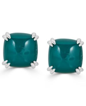Green Agate Curved Claw Stud Earrings In Sterling Silver