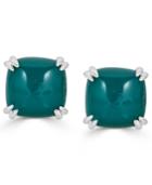 Green Agate Curved Claw Stud Earrings In Sterling Silver
