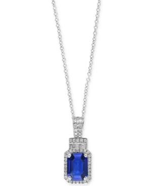 Royale Bleu By Effy Sapphire (1-1/2 Ct. T.w.) And Diamond (1/5 Ct. T.w.) Pendant Necklace In 14k White Gold