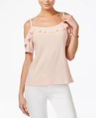 Bar Iii Cold-shoulder Flounce Top, Only At Macy's