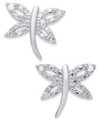 Diamond Dragonfly Stud Earrings (1/10 Ct. T.w.) In Sterling Silver