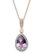 Amethyst (2-3/4 Ct. T.w.) And Diamond Accent Pear Pendant Necklace In 14k Rose Gold