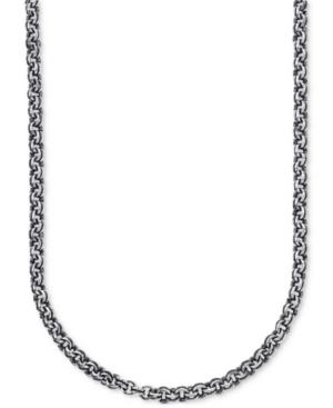 Esquire Men's Jewelry Antique-look Double Rolo Chain Necklace In Sterling Silver, Only At Macy's