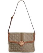 Tommy Hilfiger Maggie Monogram Jacquard Shoulder Flap Bag