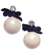 Kate Spade New York 14k Gold-plated Imitation Pearl Velvet Bow Drop Earrings